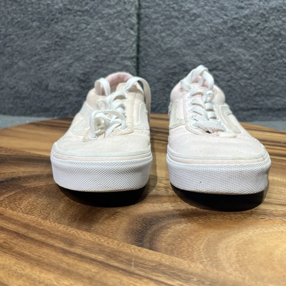 Vans Girls Canvas Chalk Pink‎ White Lace Up Low Top Shoes Sneakers Size 2